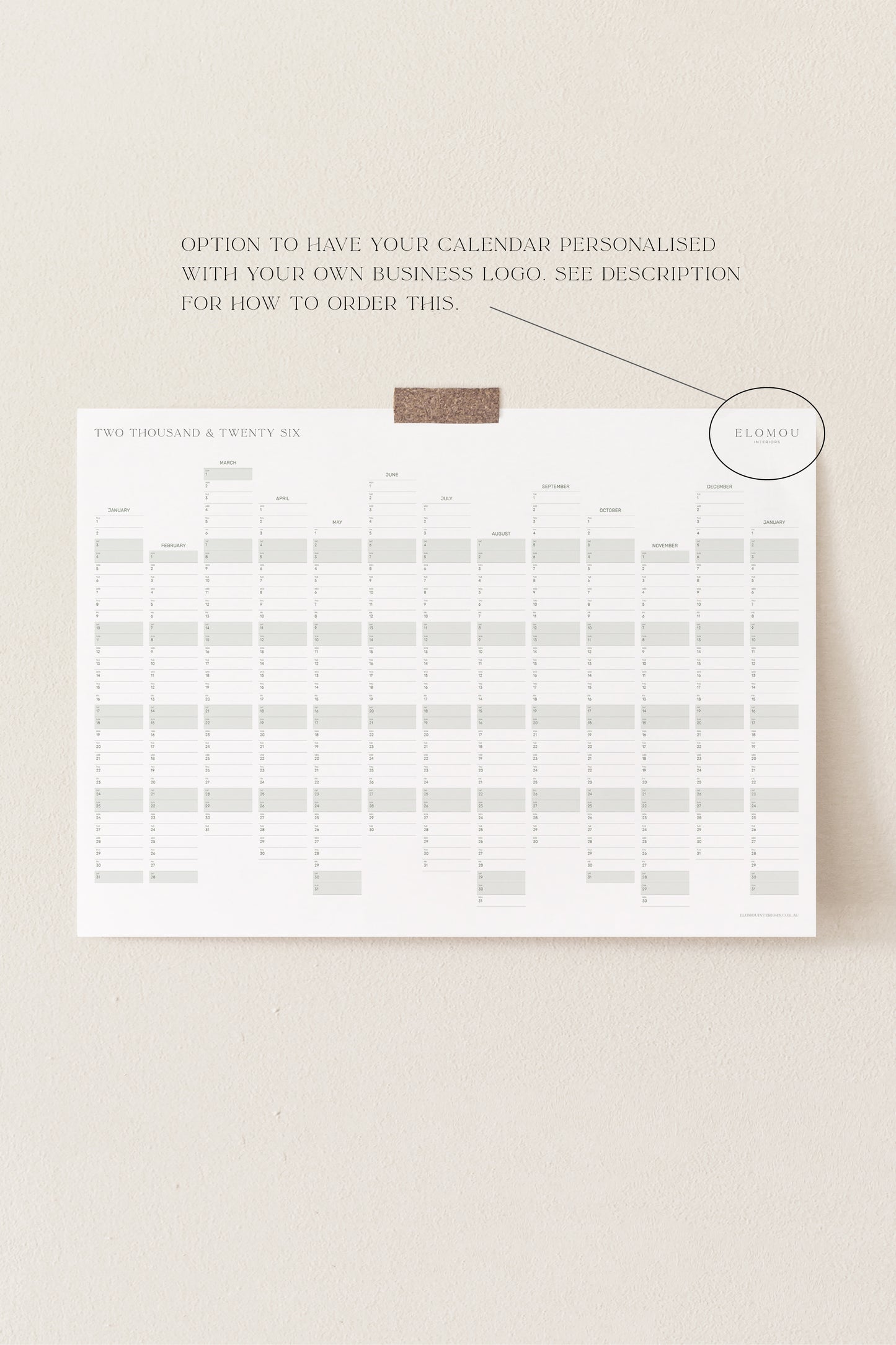 2026 Year Calendar A1 Size - PDF download - 13 months