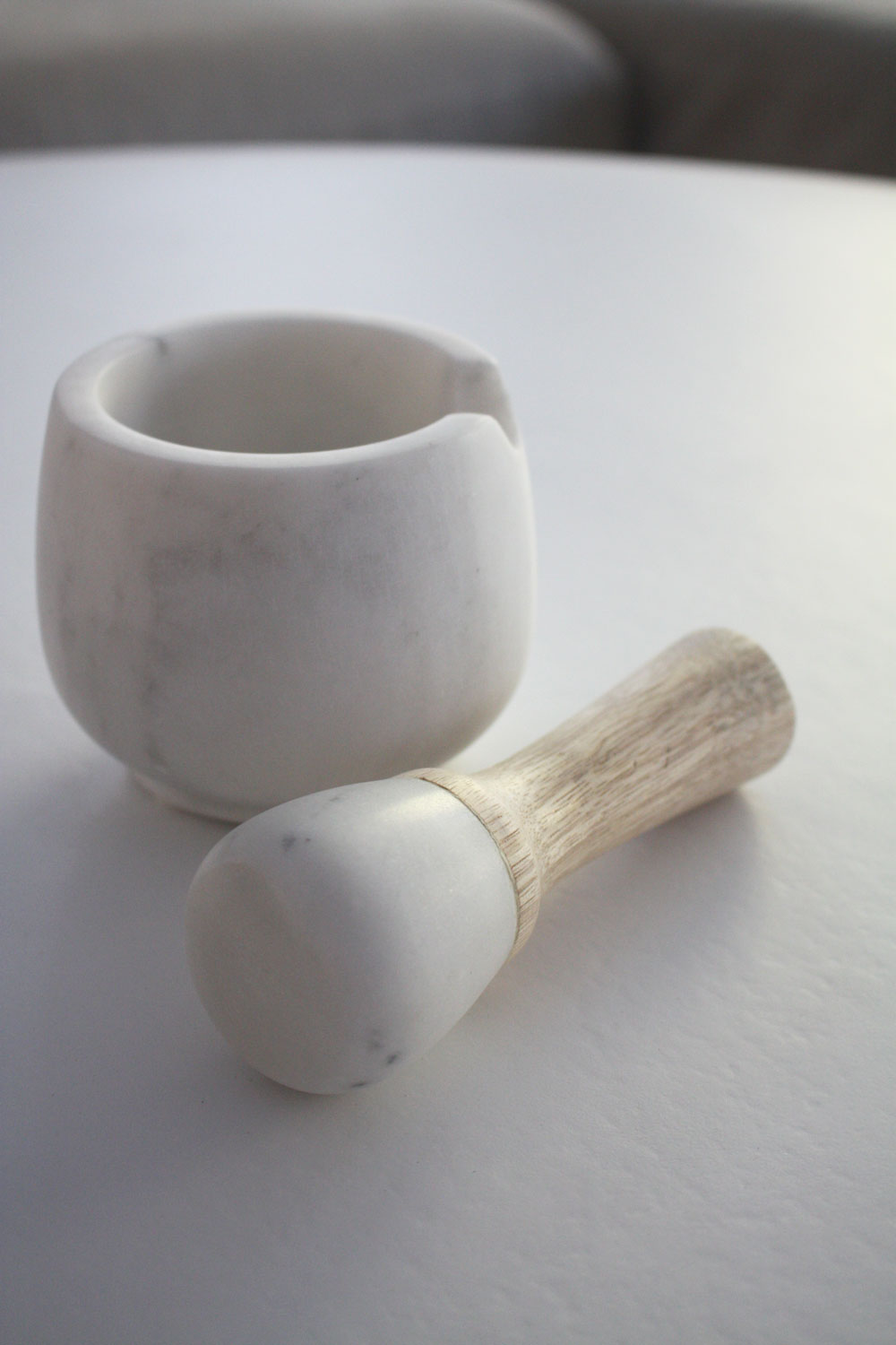 Mortar and Pestle - Marble and Wood