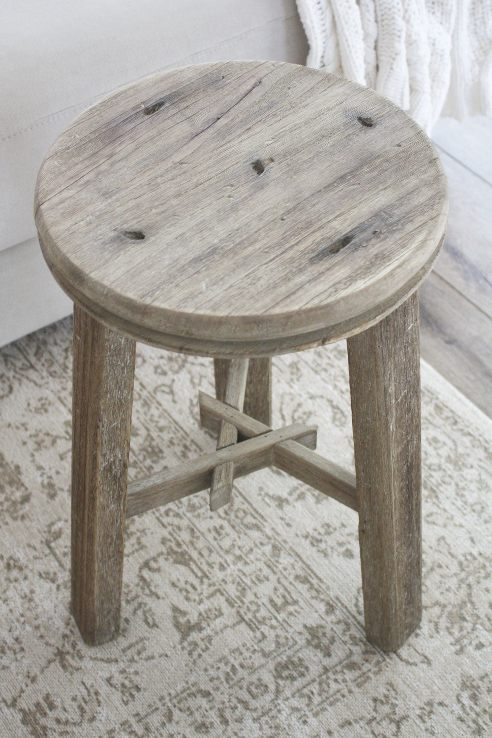 Rustic Round Wood Stool