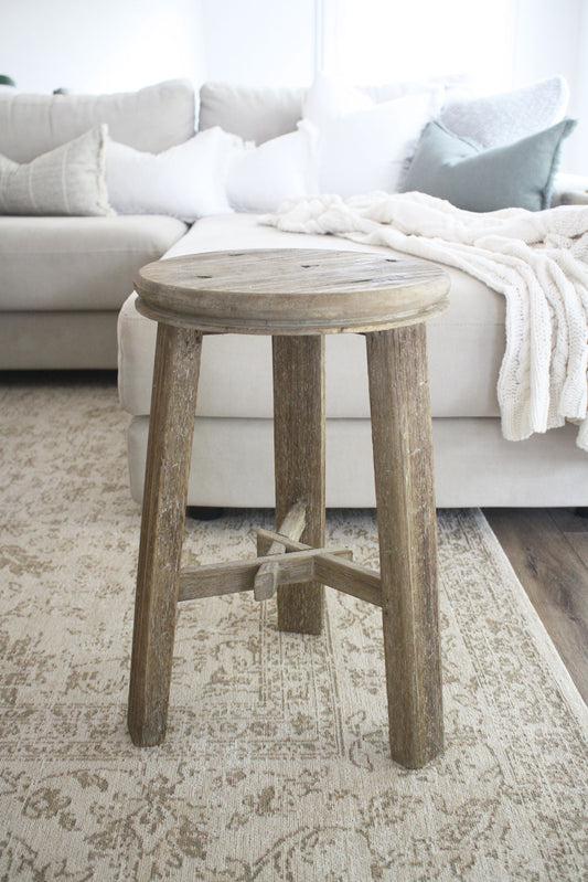 Rustic Round Wood Stool