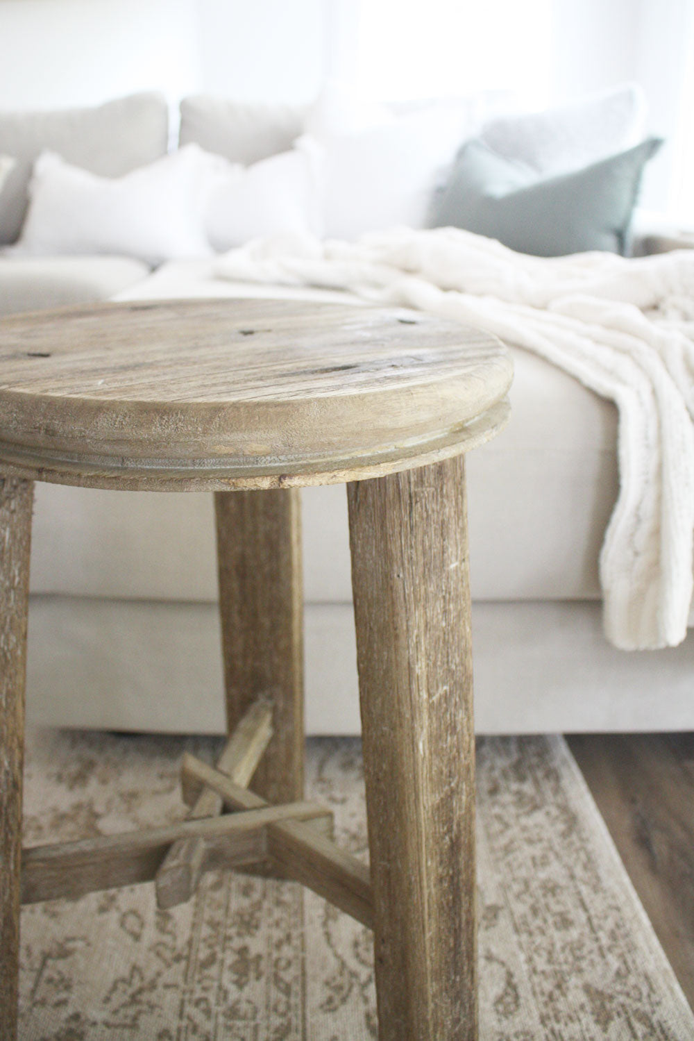Rustic Round Wood Stool