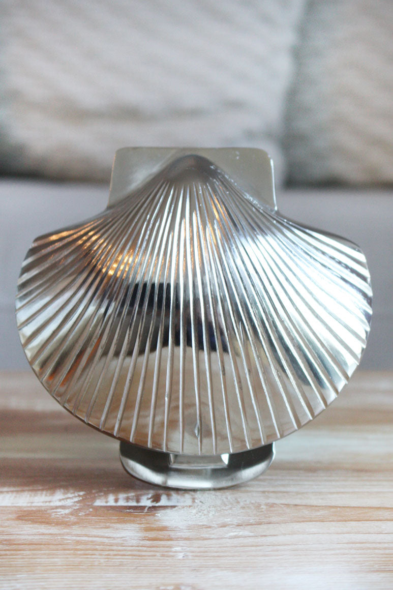 Brass Scallop Shell Door Knocker - Silver