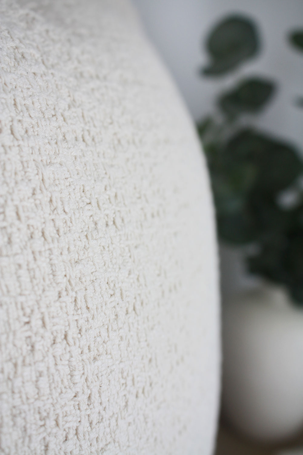Haisley Textured Heavyweight Cotton Feather Filled Cushion - Ivory Cream - 55cm Square