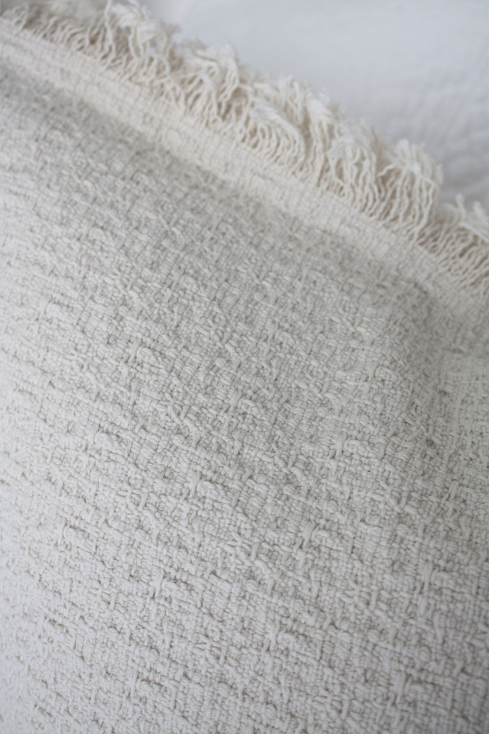 Haisley Textured Heavyweight Cotton Feather Filled Cushion - Ivory Cream - 55cm Square