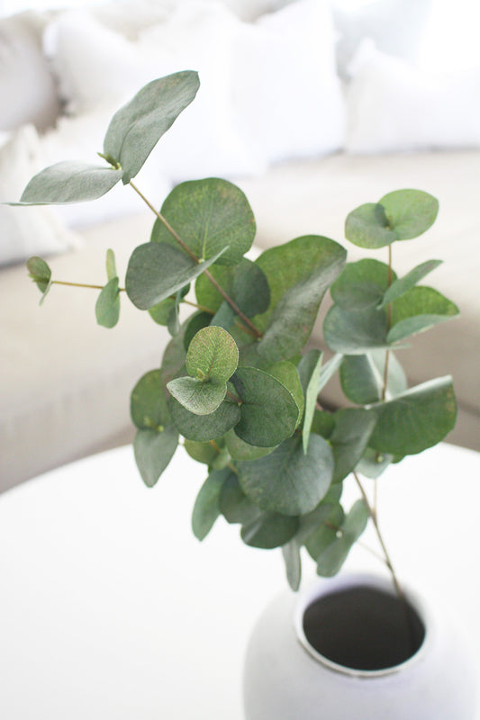 Faux Silver Dollar Eucalyptus Leaf Spray 87cm