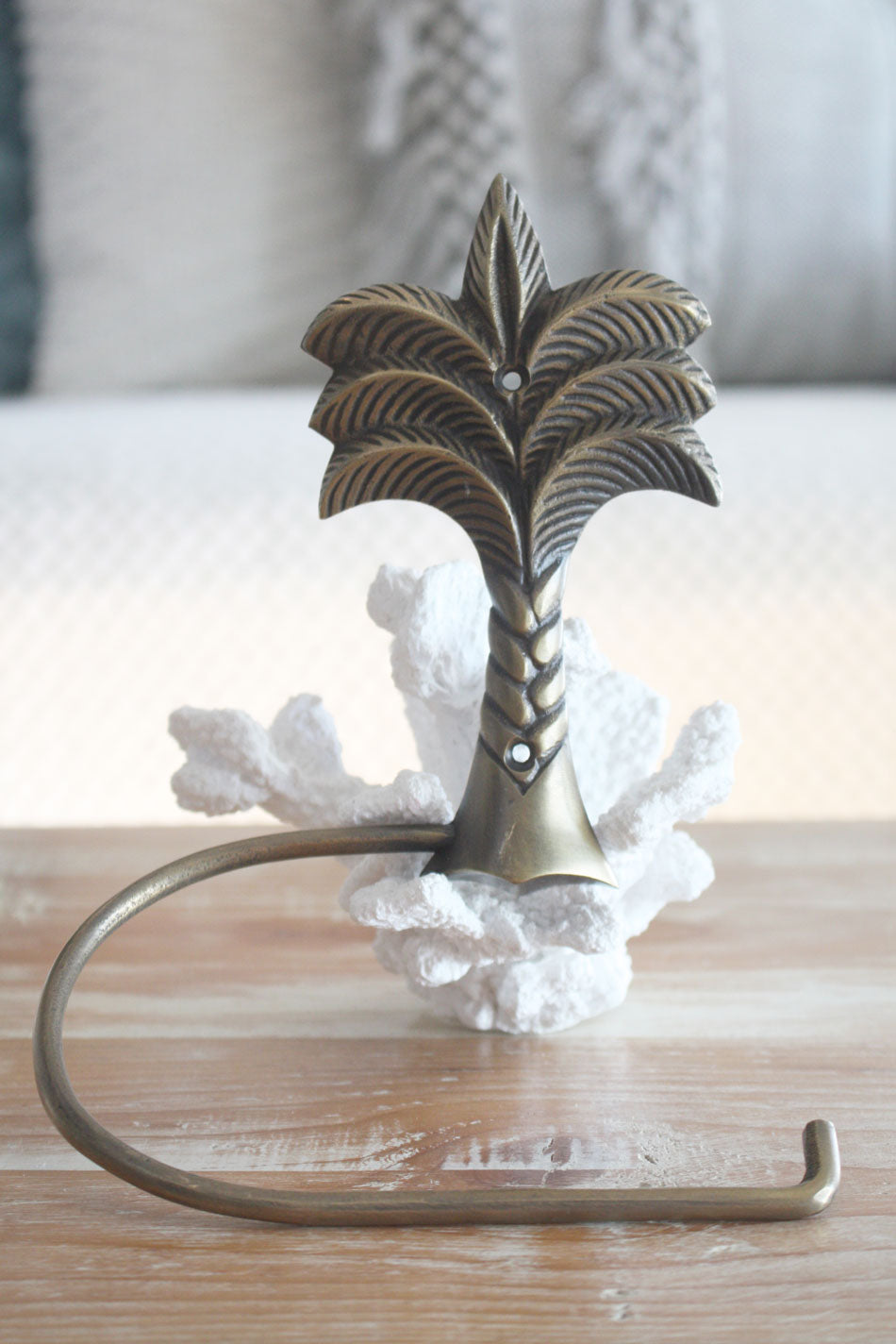 Brass Palm Tree Toilet Roll Holder