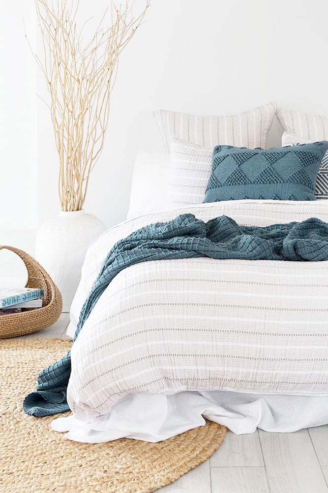 Throw - Tanami Cotton - Bluestone – Elomou Interiors