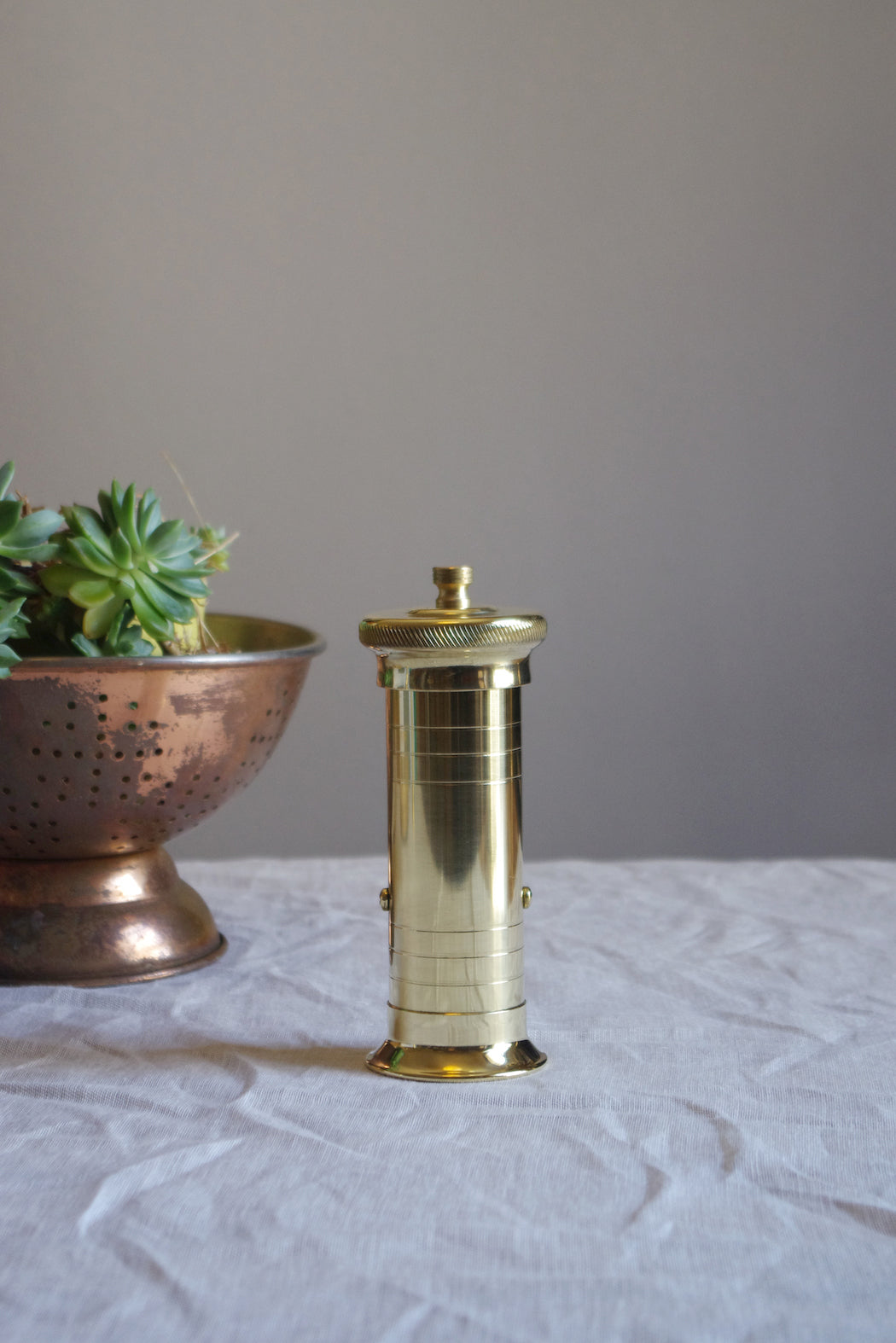 Alexander 190mm Handcrafted Brass Pepper Mill No.502 by The Brass Pepper Mill Company