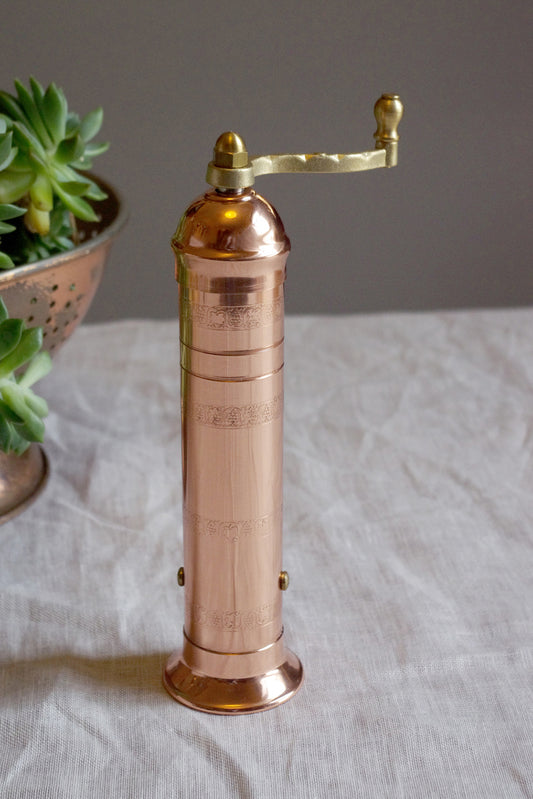 Alexander 230mm Handcrafted Copper Pepper Mill No.404 by The Brass Pepper Mill Company