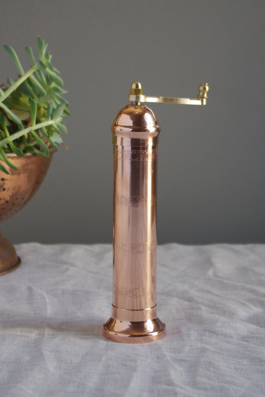 Alexander 230mm Handcrafted Copper Salt Mill No.409 by The Brass Pepper Mill Company
