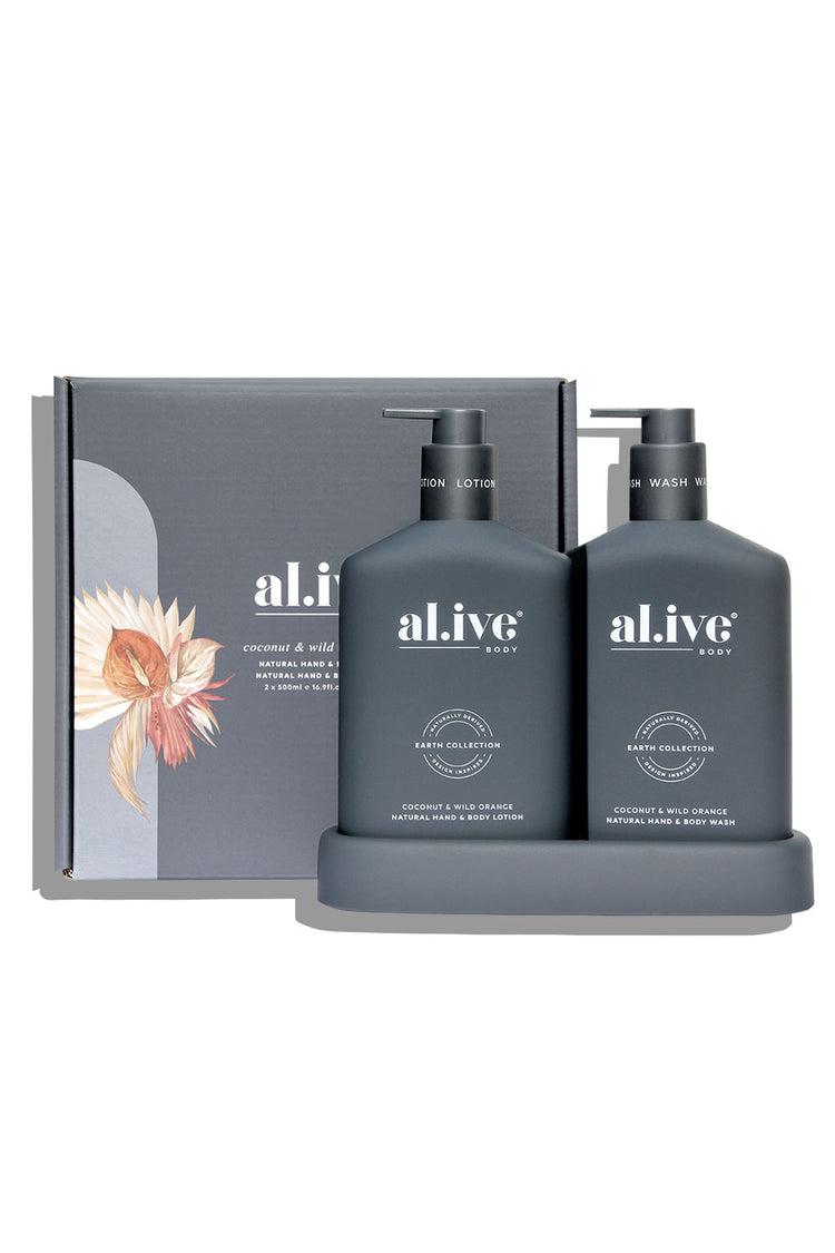 al.ive - Coconut and Wild Orange Wash and Lotion Duo + Tray