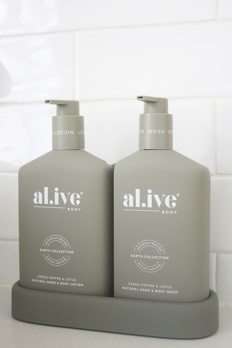 al.ive - Green Pepper and Lotus Wash and Lotion Duo + Tray