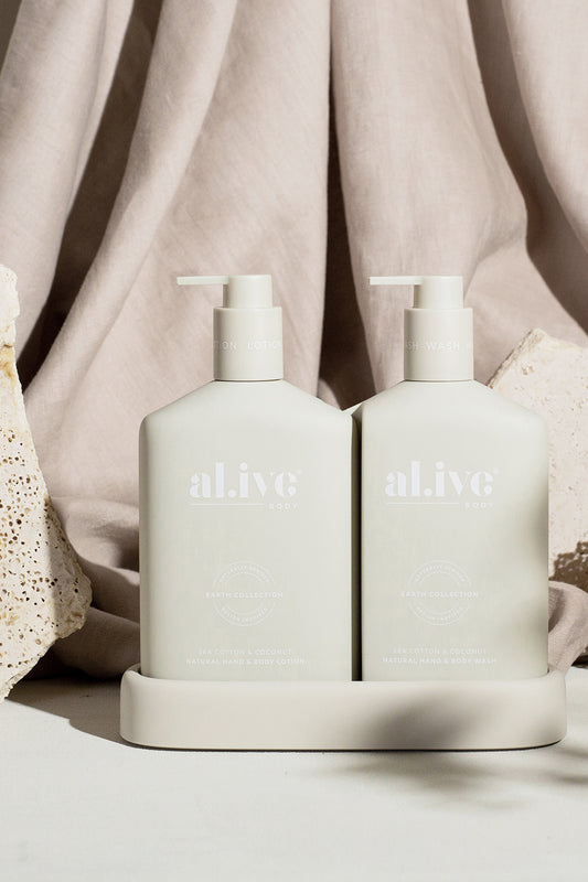 al.ive - Sea Cotton and Coconut Wash and Lotion Duo + Tray