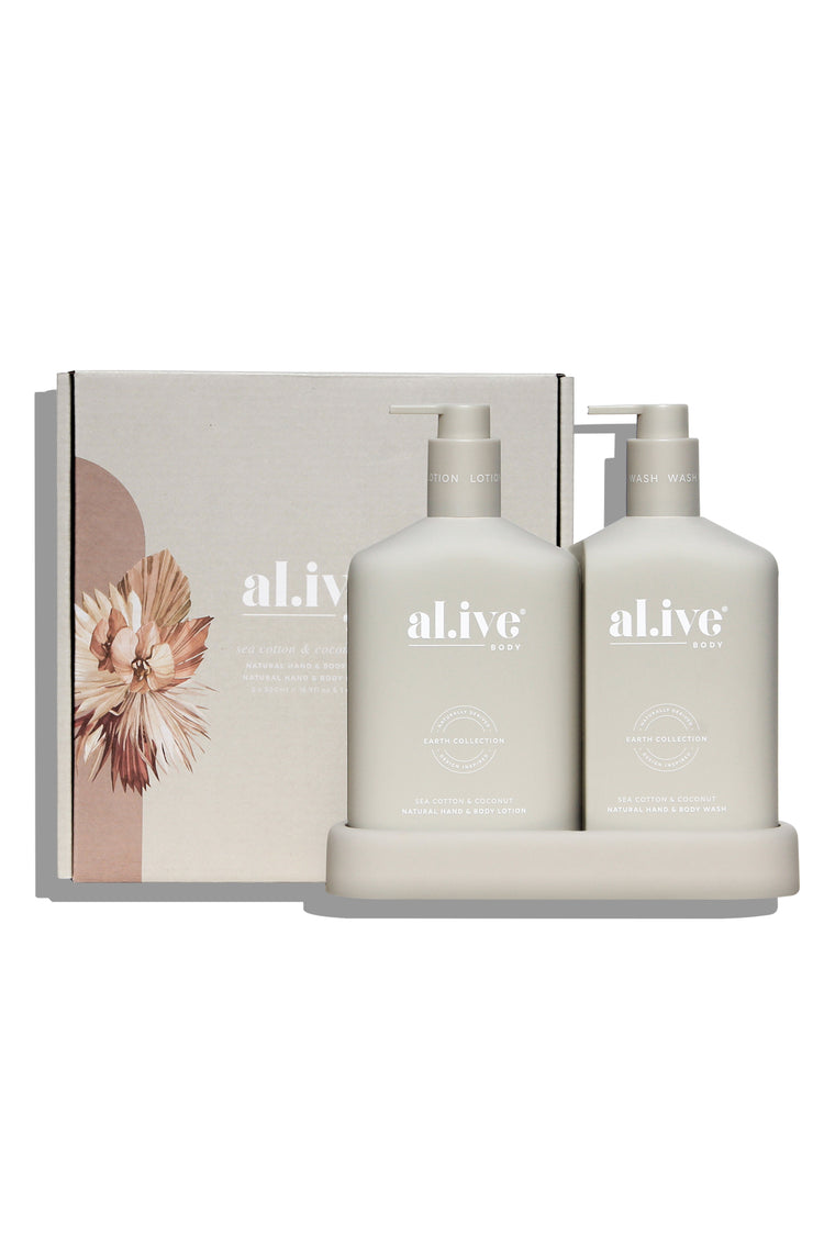 al.ive - Sea Cotton and Coconut Wash and Lotion Duo + Tray