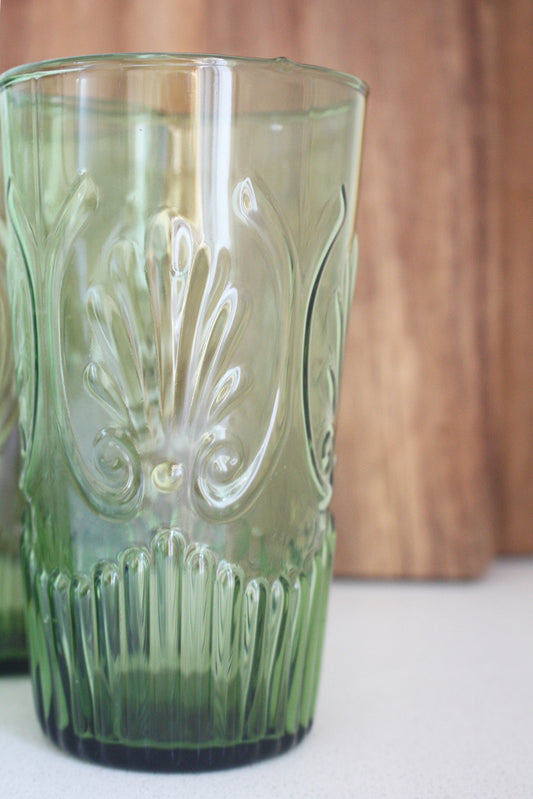 Amalfi Glass Tumbler - Olive Green - set of 4