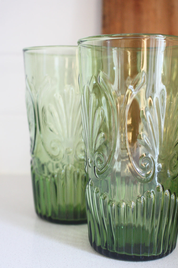 Amalfi Glass Tumbler - Olive Green - set of 4