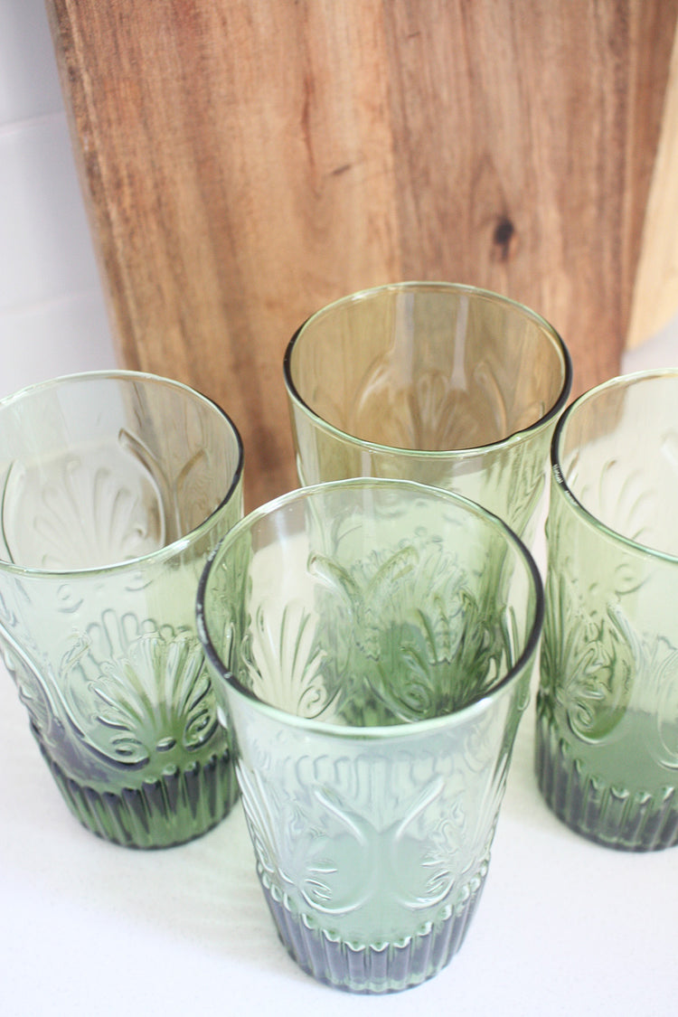 Amalfi Glass Tumbler - Olive Green - set of 4