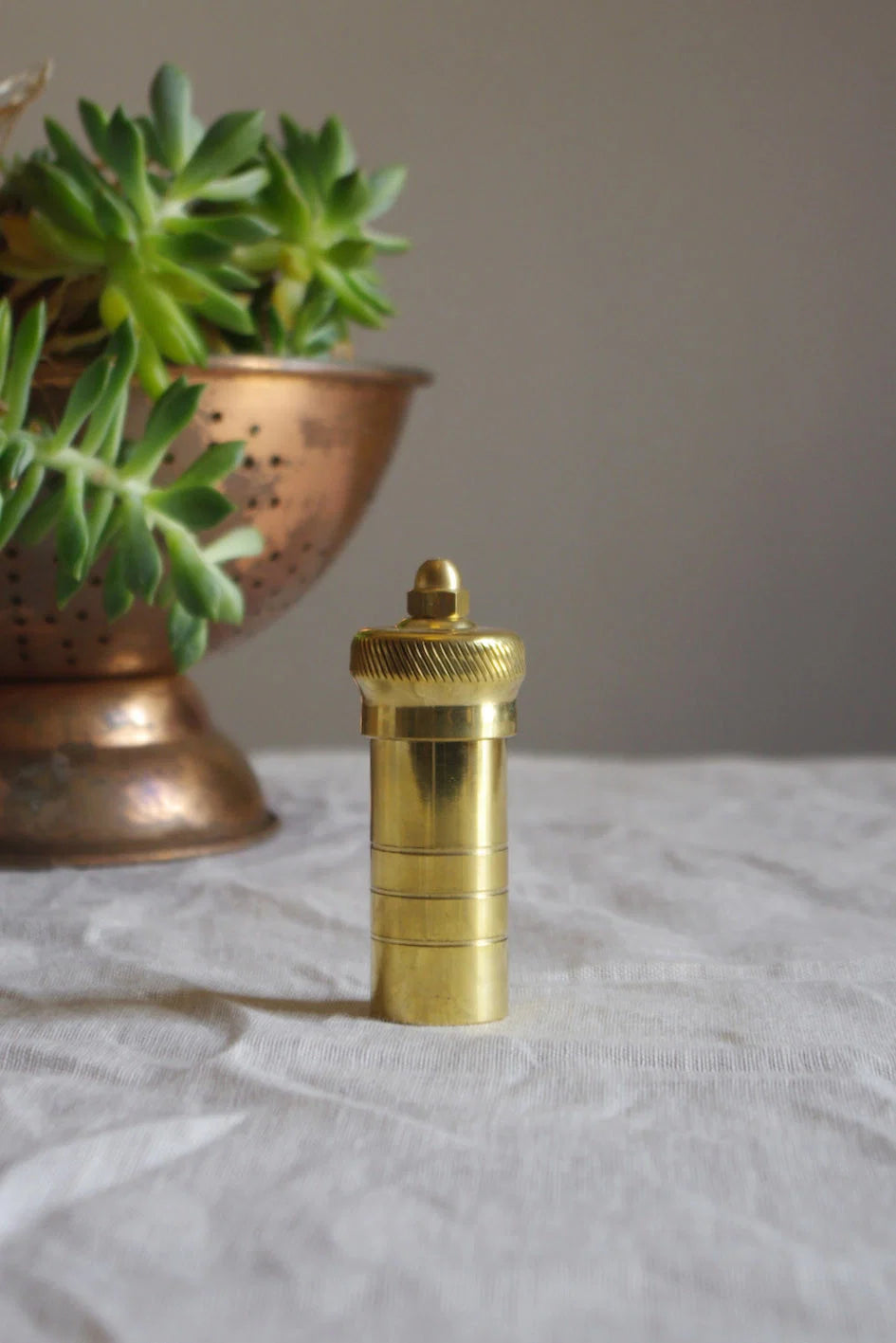 Alexander 100mm Handcrafted Brass Pepper Mill No.022 by The Brass Pepper Mill Company