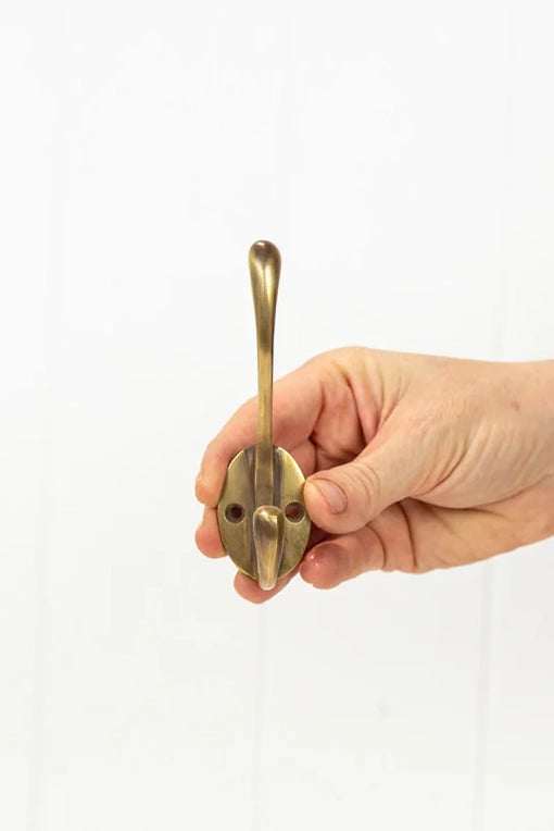 Brass Coat Hook Classic #074 - Brushed
