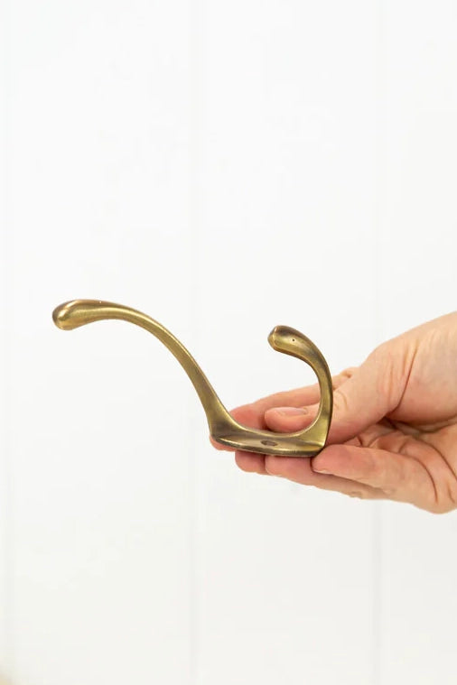 Brass Coat Hook Classic #074 - Brushed