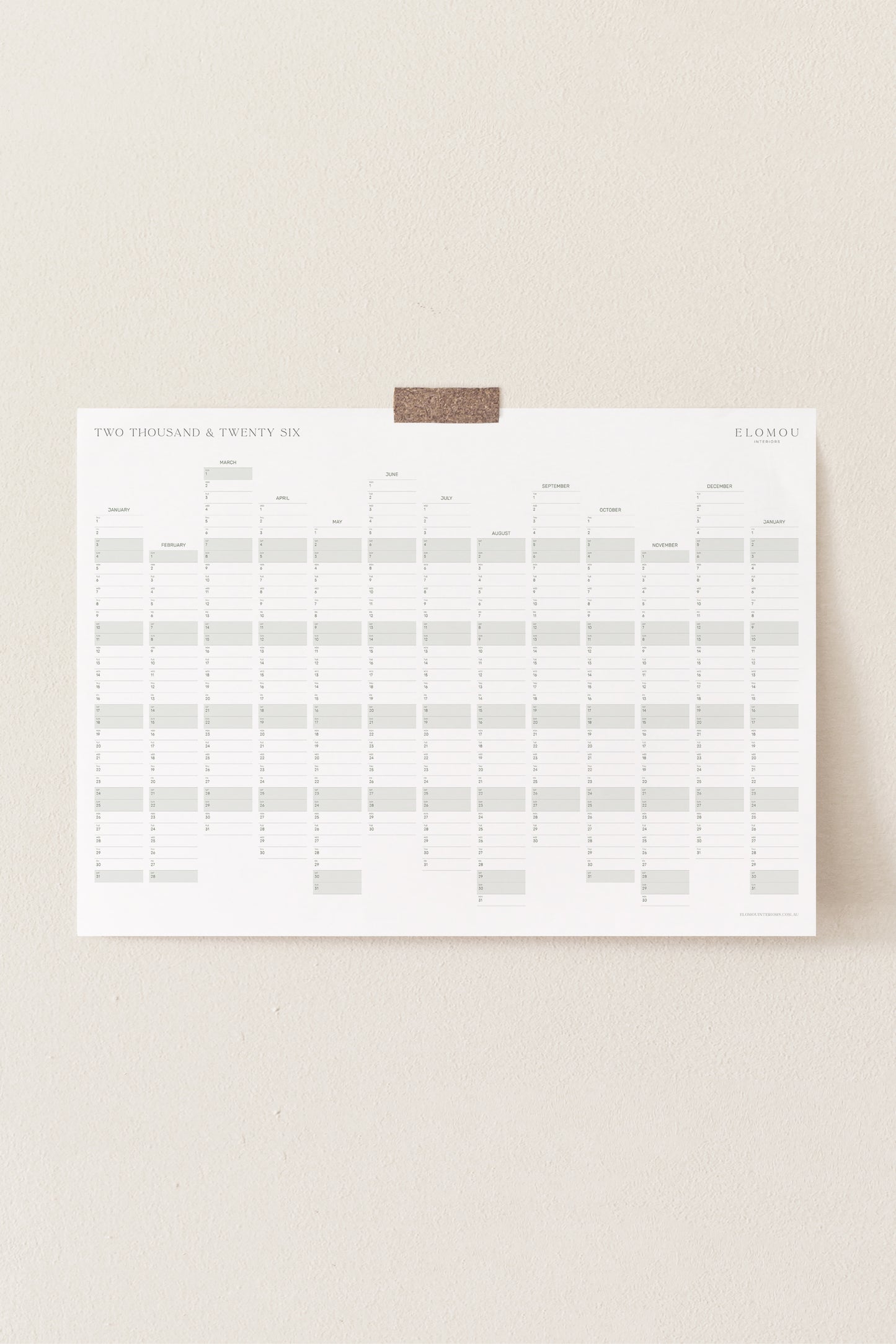 2026 Year Calendar A1 Size - PDF download - 13 months