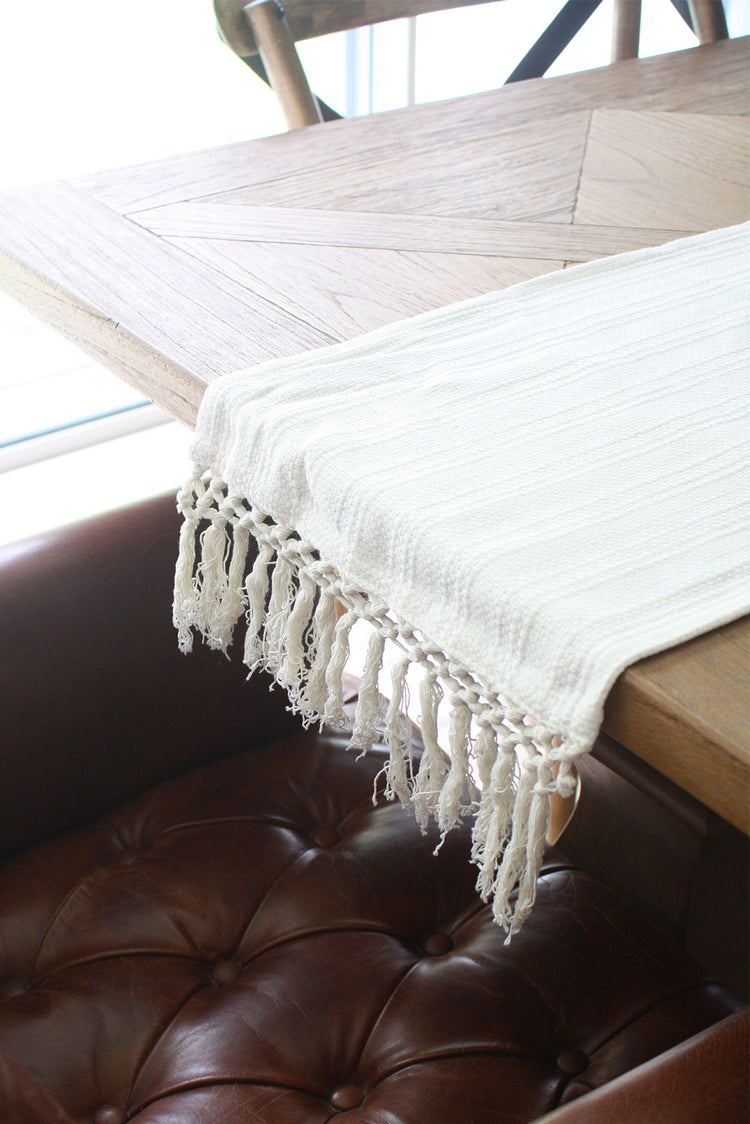 Ivory Ines Cotton Table Runner 250cm