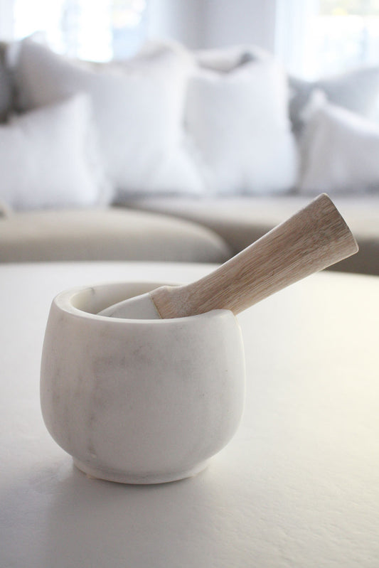 Mortar and Pestle - Marble and Wood