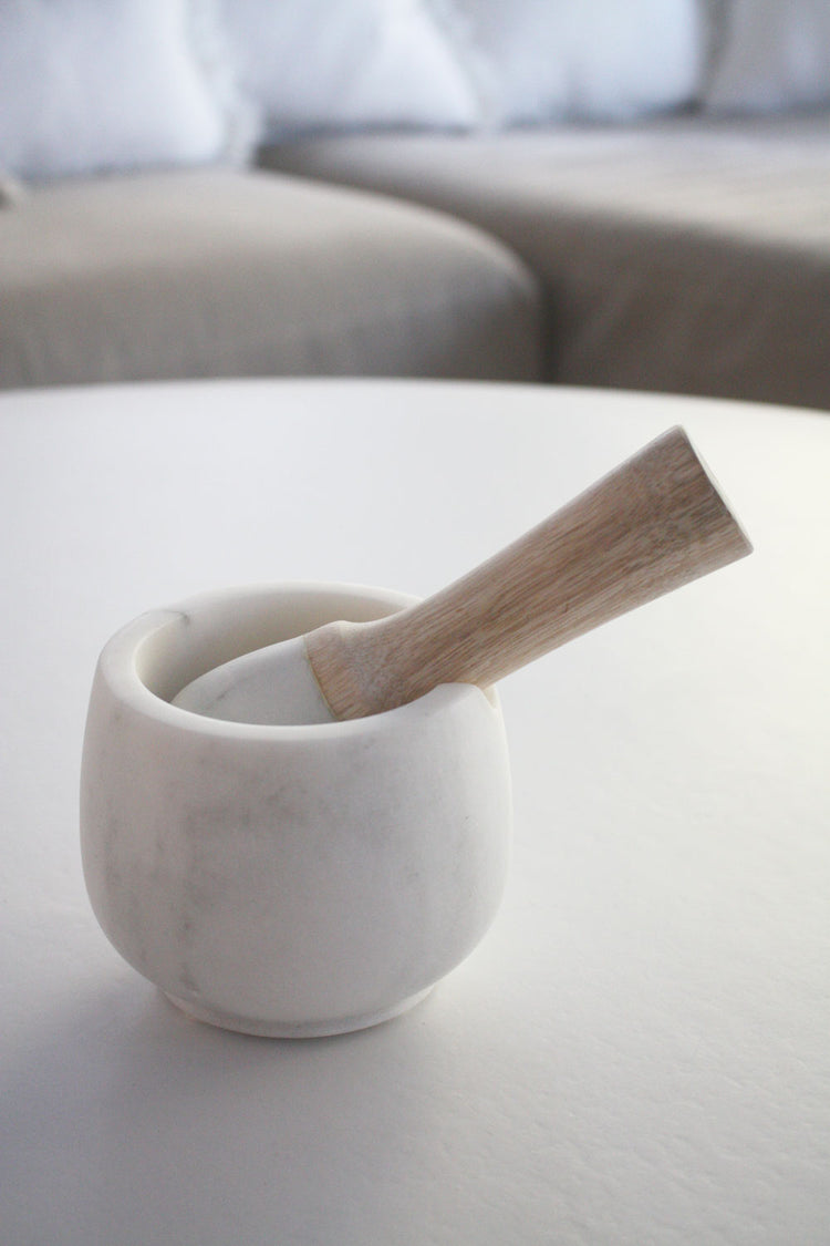 Mortar and Pestle - Marble and Wood