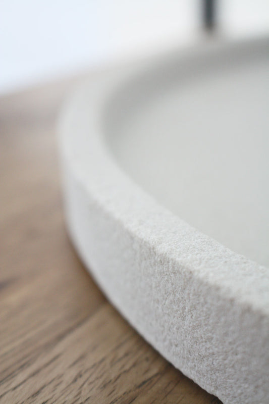 Concrete Round Tray 45cm - Cream