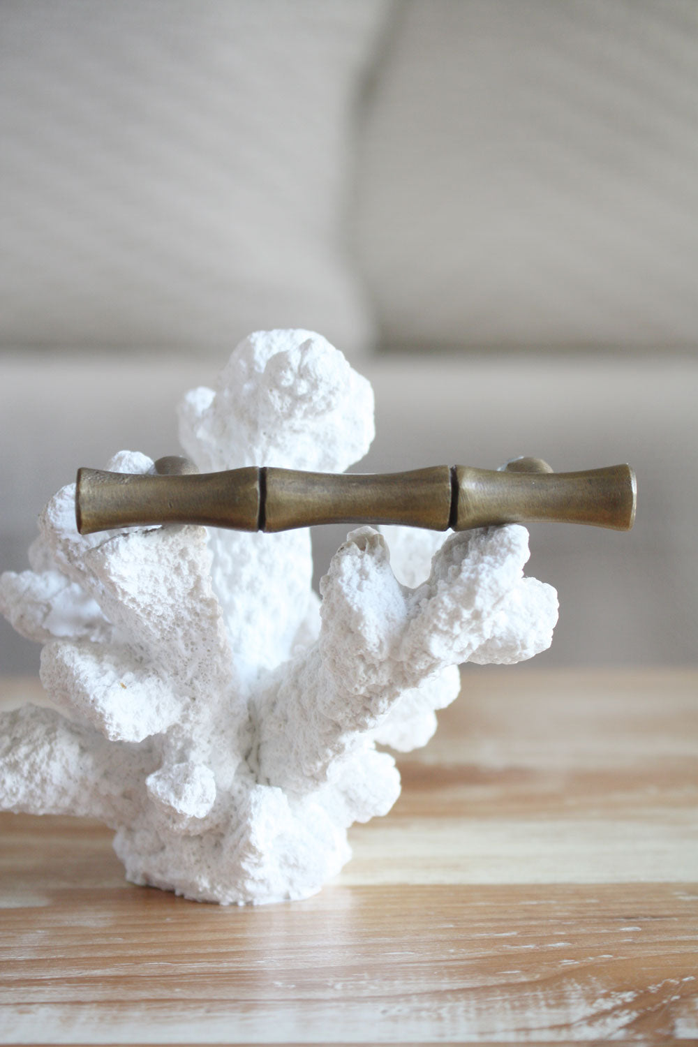 Brass Bamboo Cabinet Pull / Handle - Medium