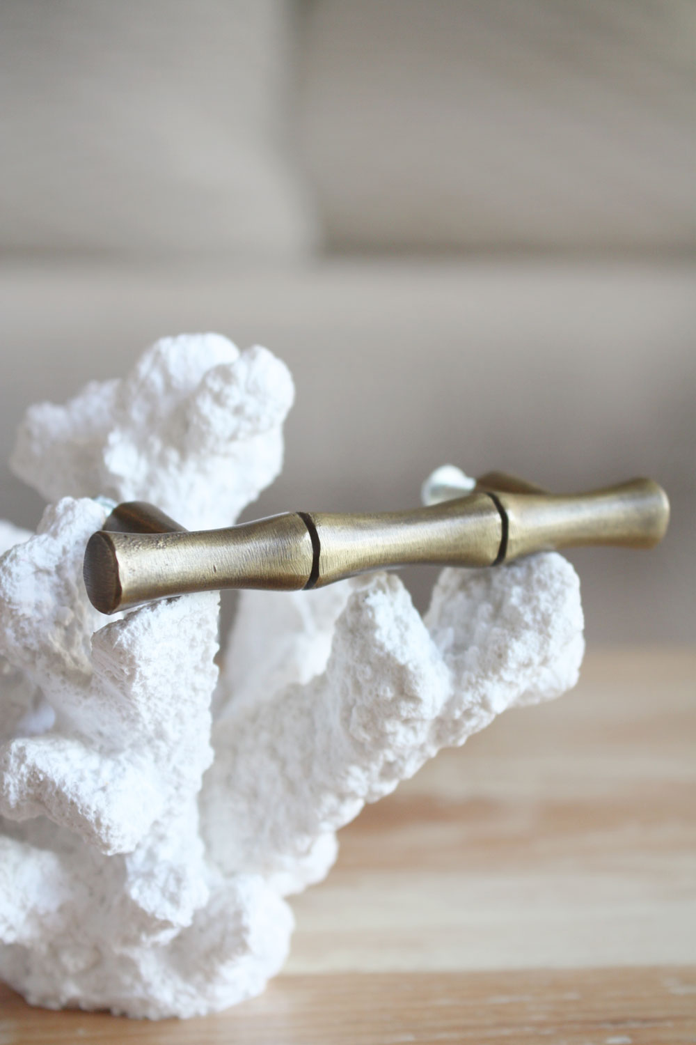 Brass Bamboo Cabinet Pull / Handle - Medium