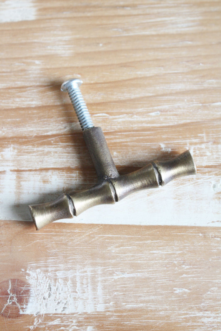 Brass Bamboo Cabinet Pull / Knob - Small