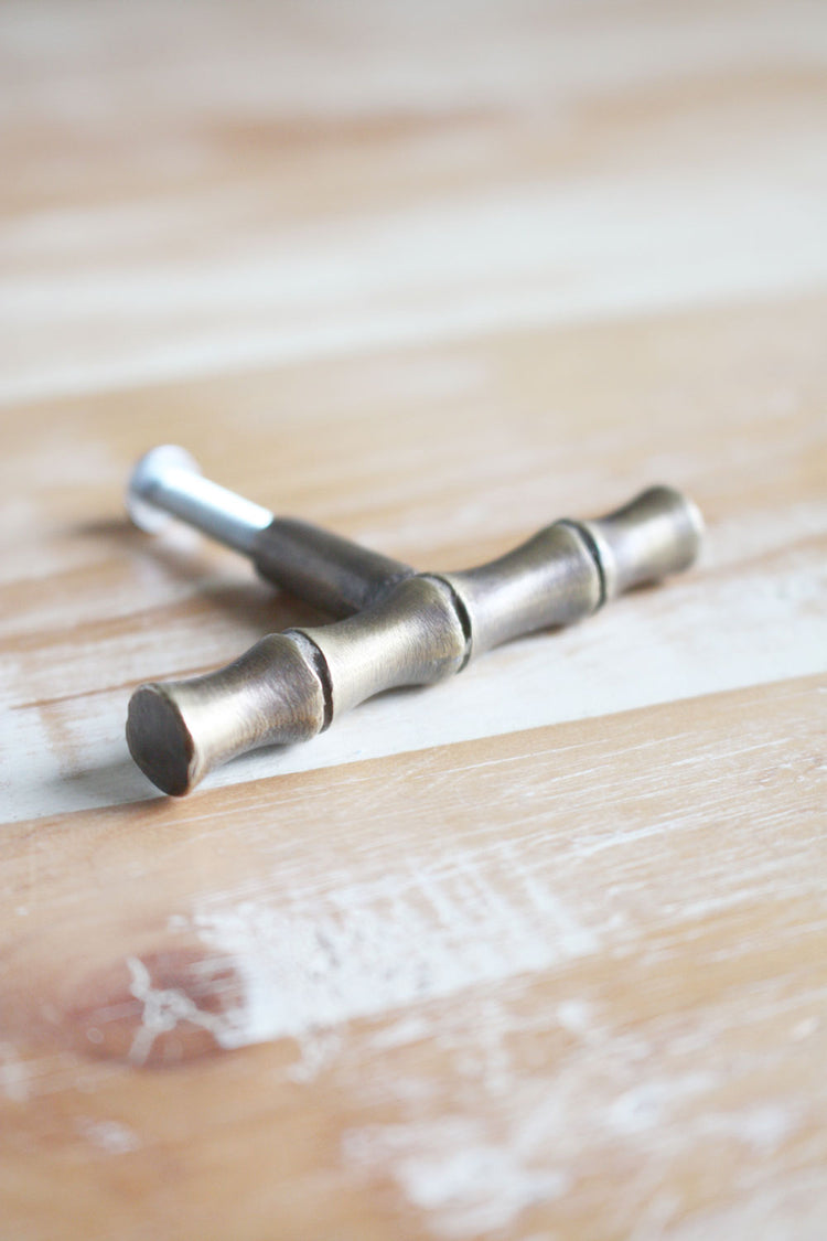 Brass Bamboo Cabinet Pull / Knob - Small