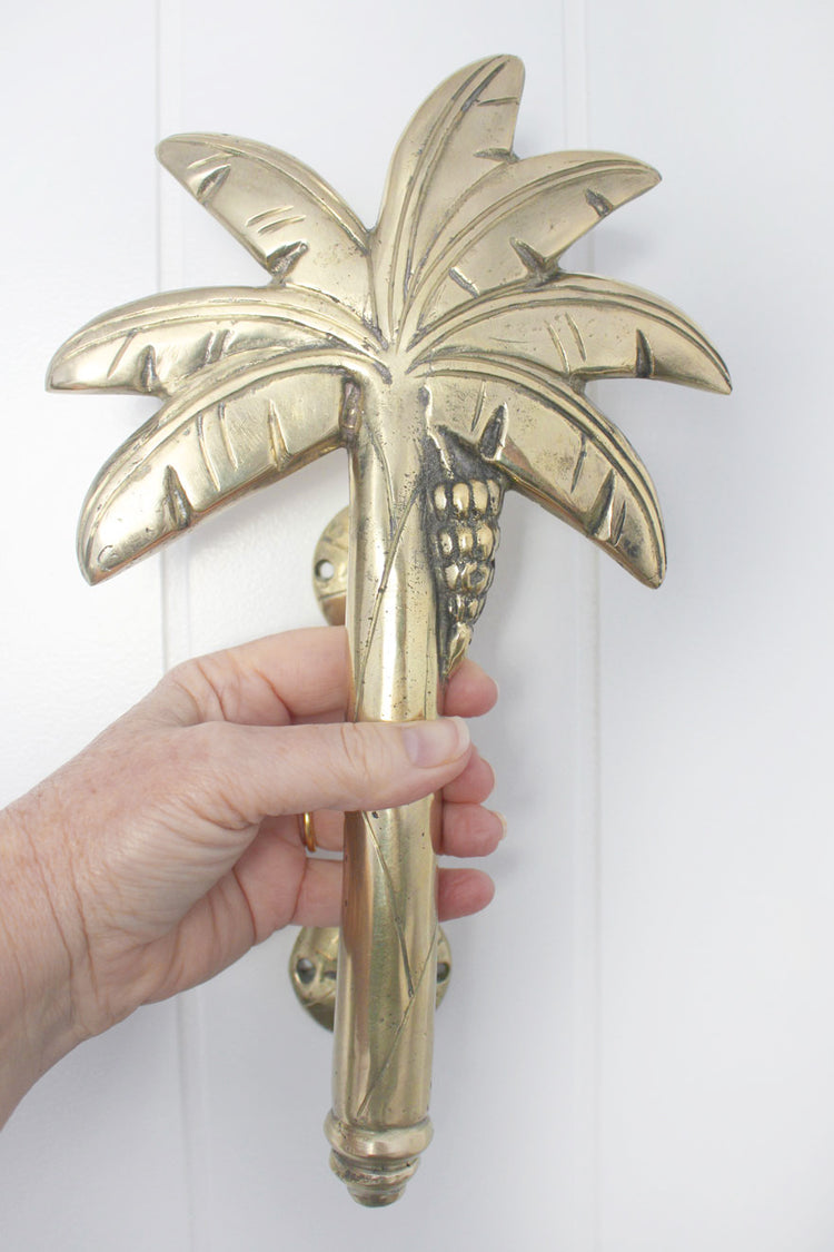 Brass Banana Palm Door Handle