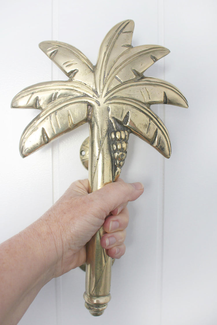 Brass Banana Palm Door Handle