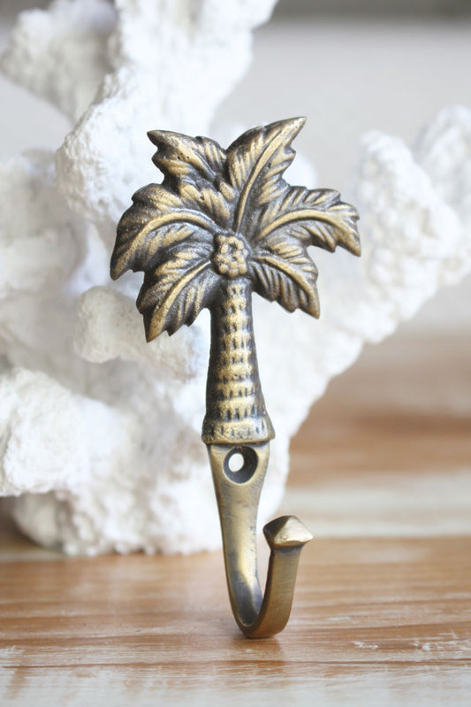 Brass Coconut Palm Tree Hook - Small