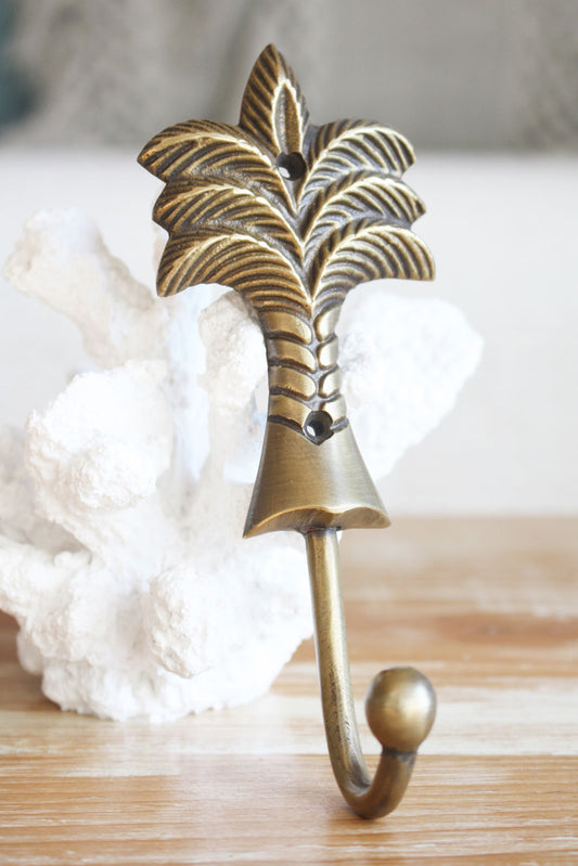 Brass Palm Tree Hook - Medium