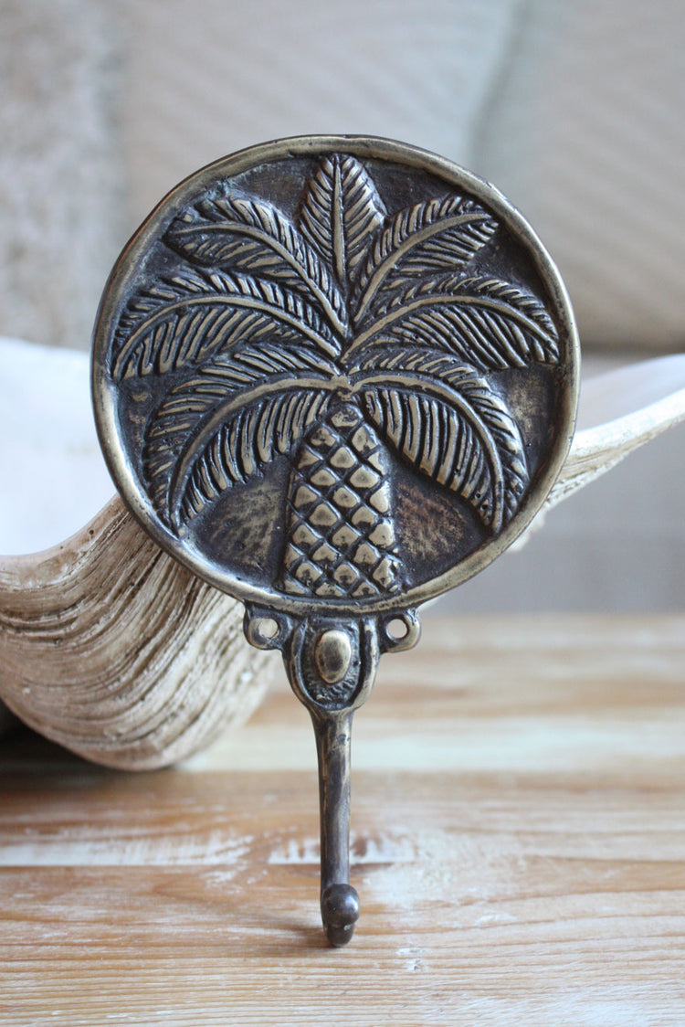 Brass Round Palm Hook - Antiqued