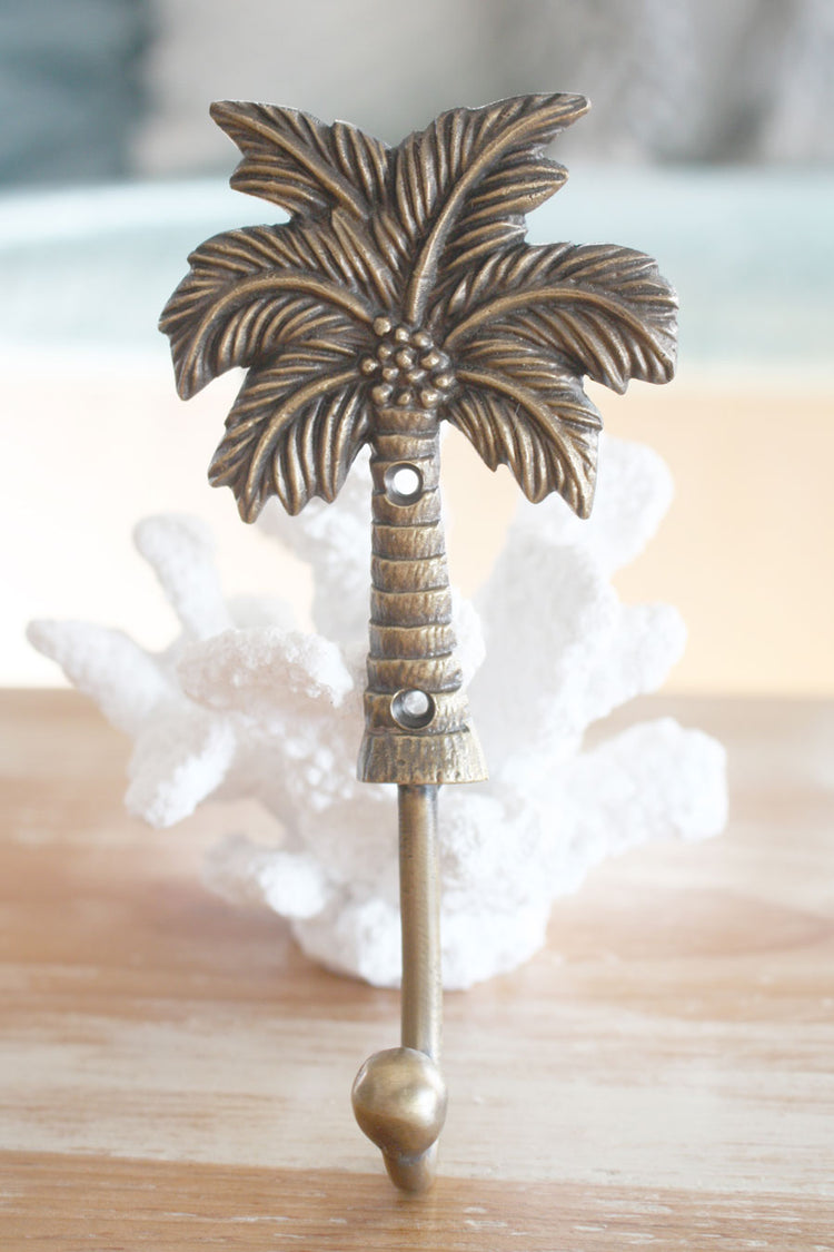 Brass Coconut Palm Tree Hook - Medium