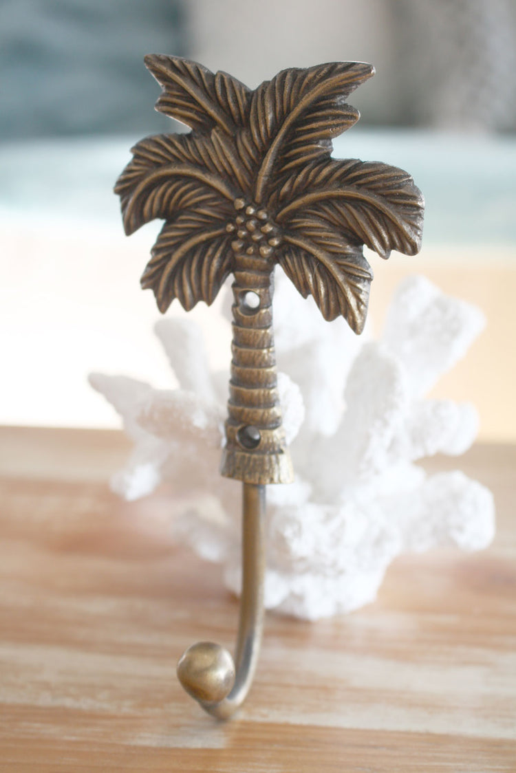 Brass Coconut Palm Tree Hook - Medium