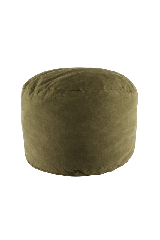 Ottoman Pouffe - Elijah Round Cotton in Olive Green