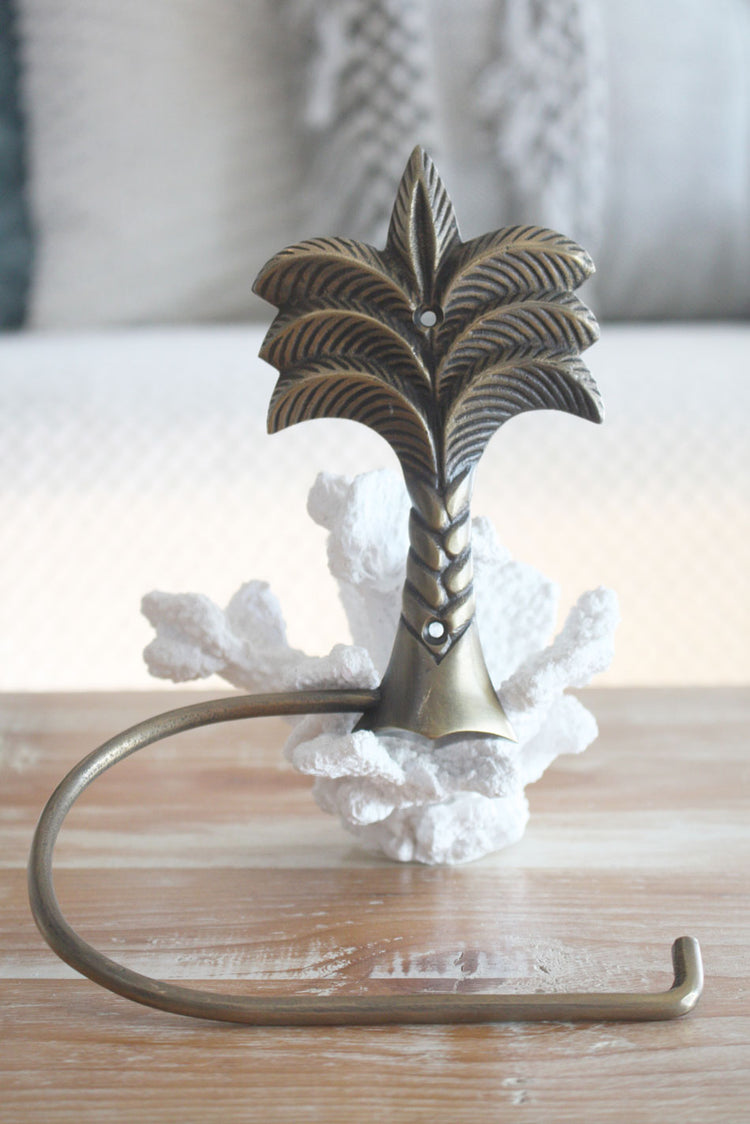 Brass Palm Tree Toilet Roll Holder