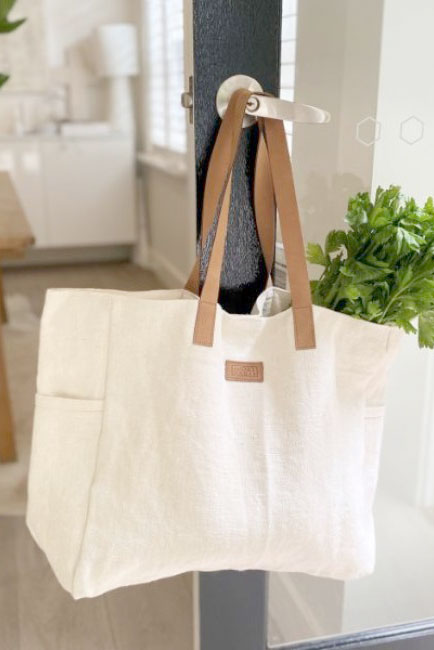 Washed Canvas Large Market Bag - Cream