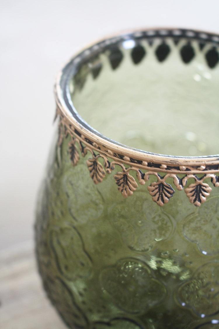 Olive Glass Votive XL Candle Holder