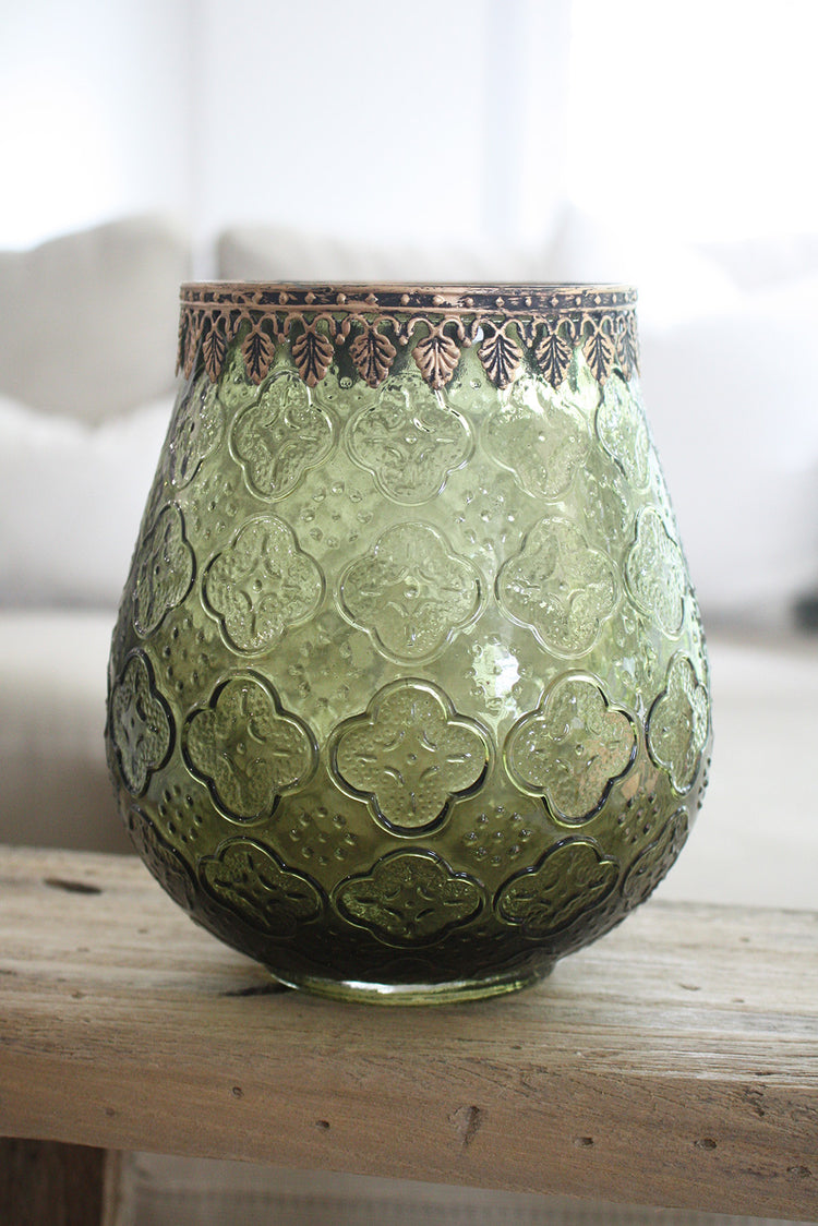 Olive Glass Votive XL Candle Holder