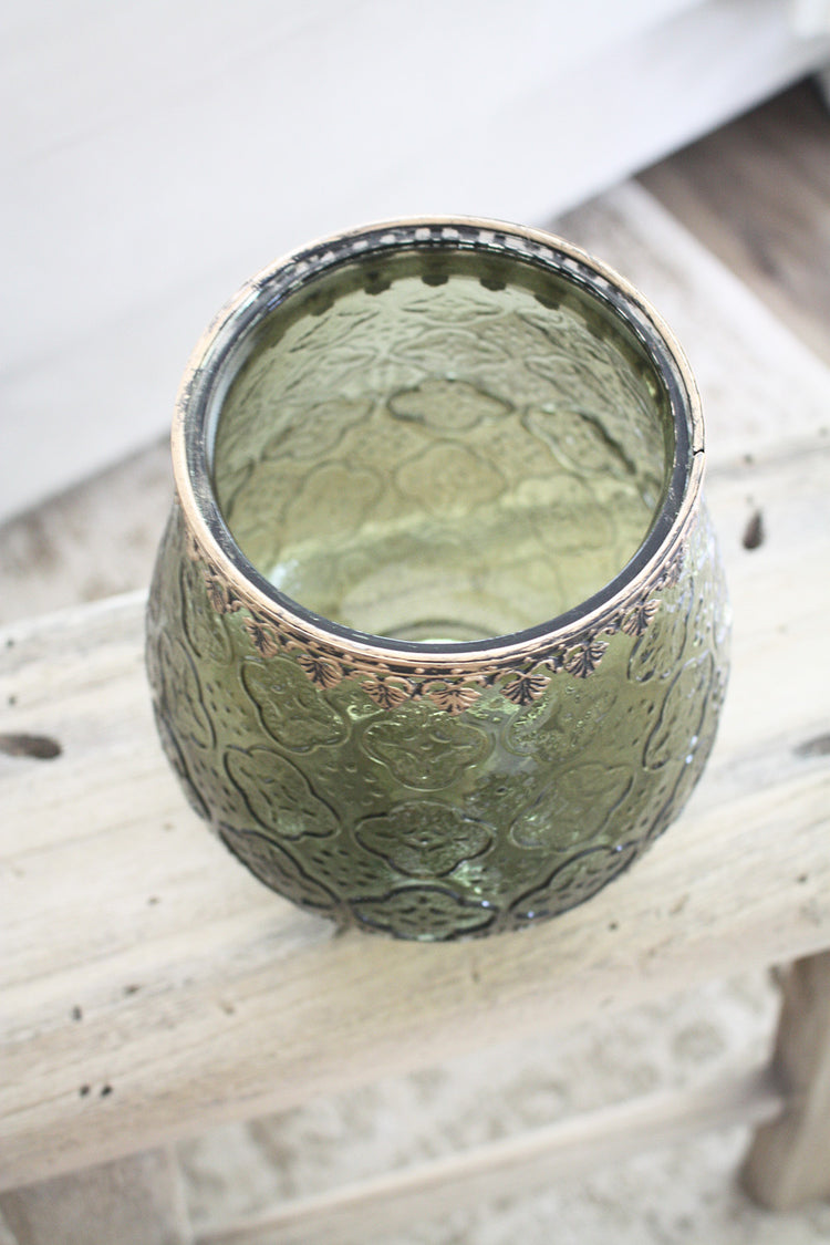 Olive Glass Votive XL Candle Holder