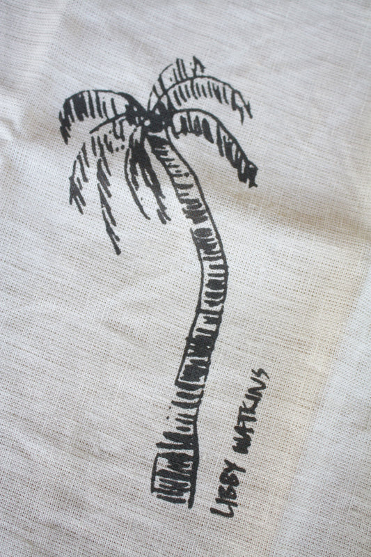 Ink Palm 100% Linen Pillow Case Set - Natural