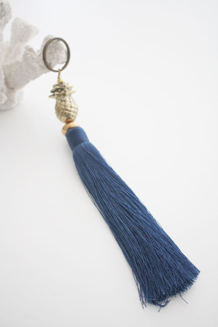 Brass Pineapple Keyring with Tassel