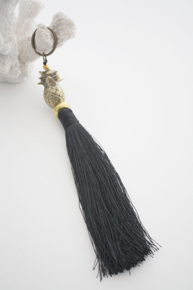 Brass Pineapple Keyring with Tassel