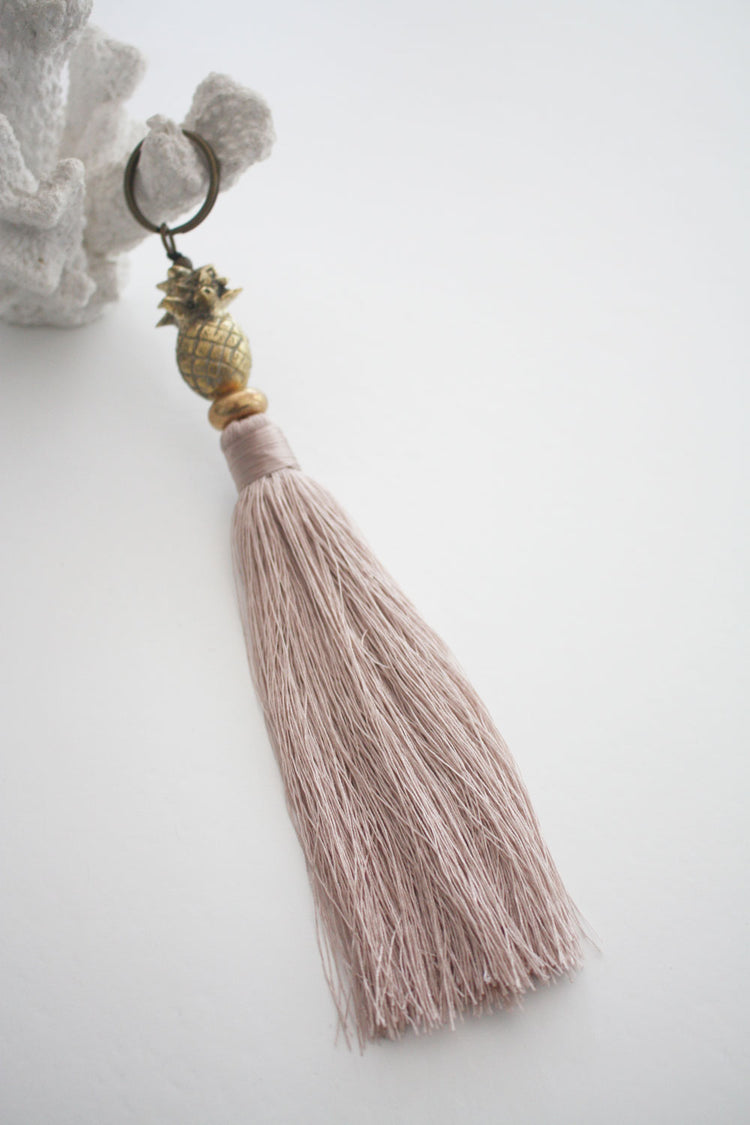 Brass Pineapple Keyring with Tassel